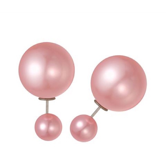 🆕 Faux Pink Pearl Reversible Earrings - Picture 4 of 4